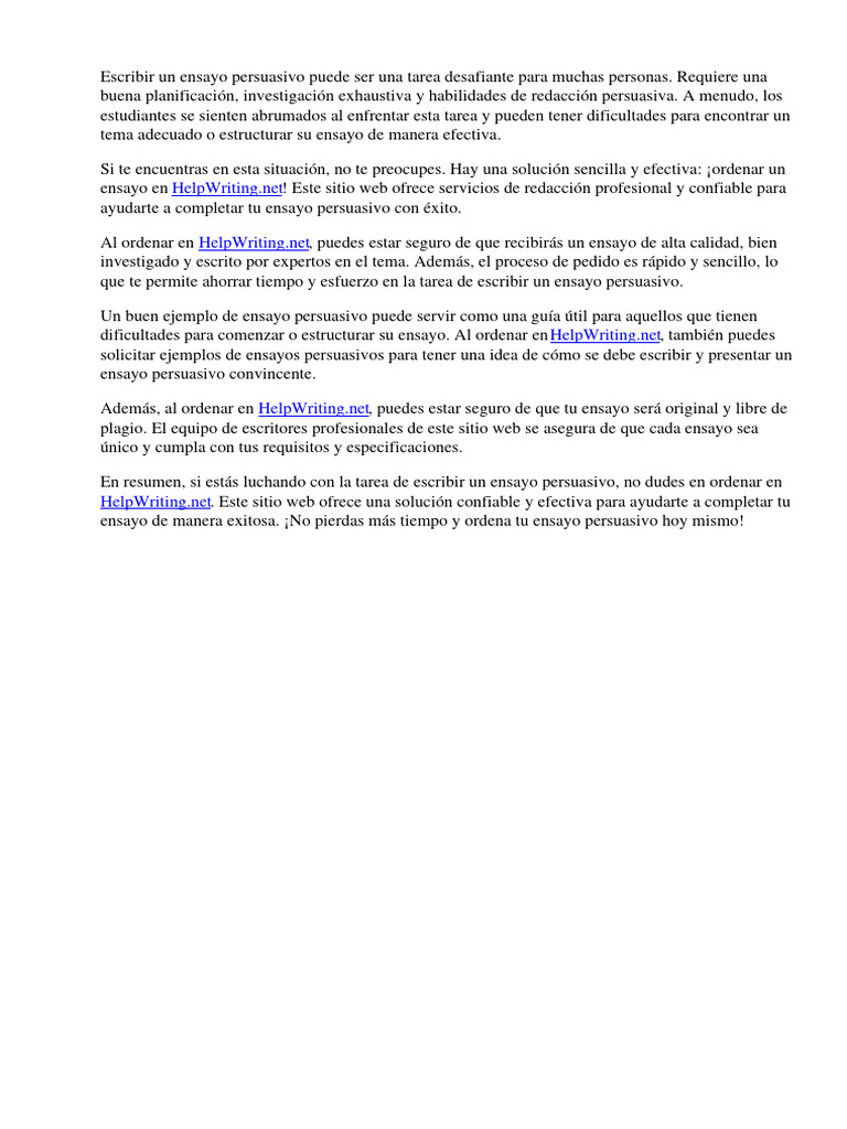 Ejemplo De Ensayo Persuasivo