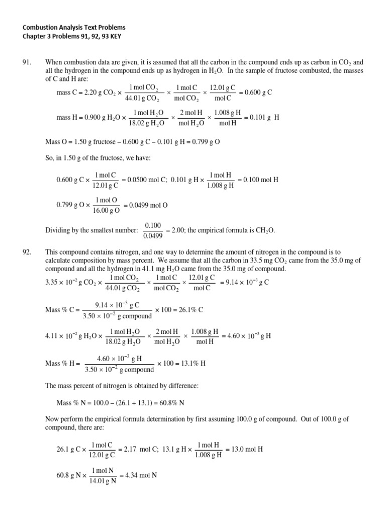 Comb Analysis Ch3!91!92 93 | PDF | Mole (Unit) | Combustion