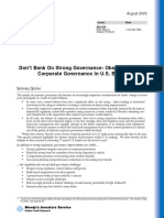 Don't Bank On Strong Governance - Observations On Corporate Governance in USA Banks