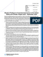 Moody's Findings on Corporate Governance in the United and Canada - August 2003 - September 2004