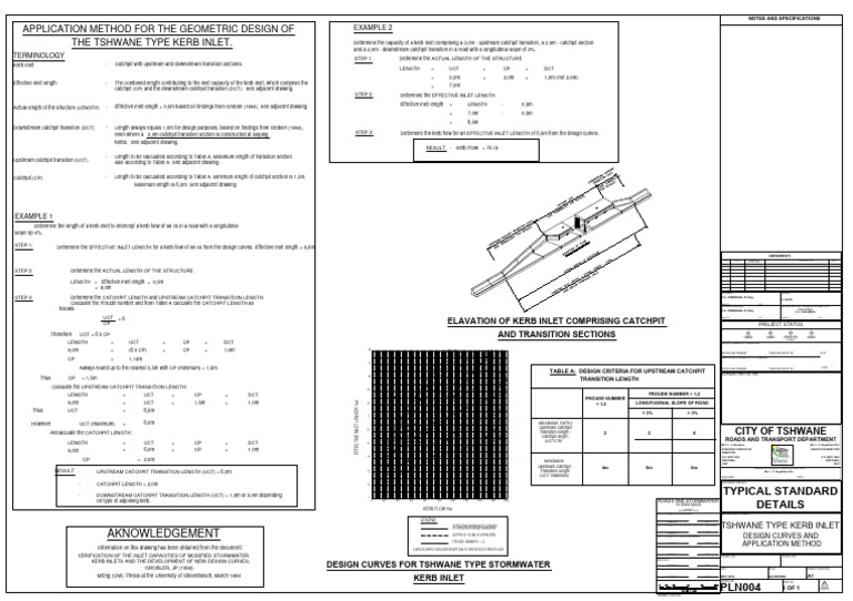 Tshwane Kerb Inlet Design Guidelines | PDF