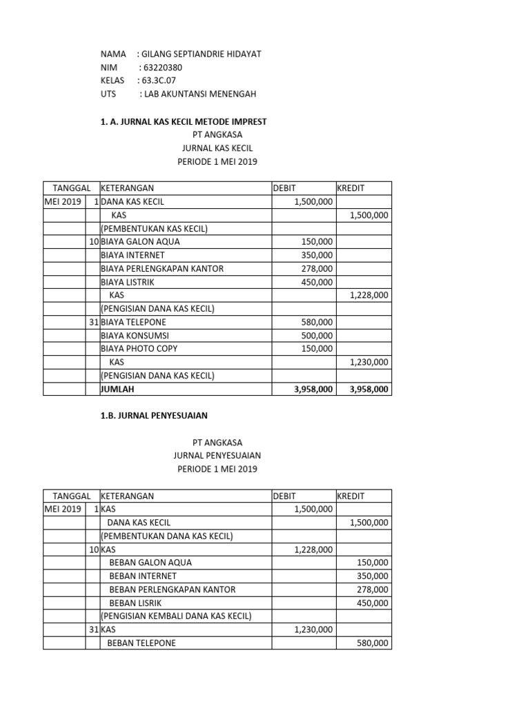 Gilang Septiandrie Hidayat - 63220380 - UTS Lab Akuntansi Menengah | PDF