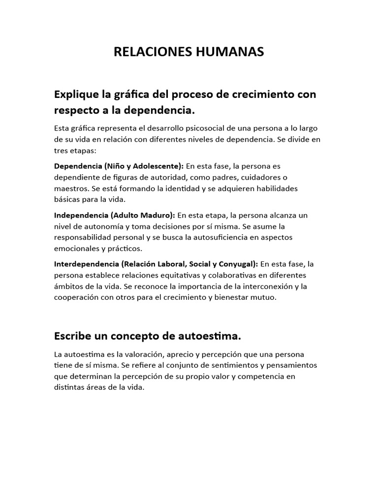 Etapas del Crecimiento y Autoestima | PDF | Relaciones personales ...