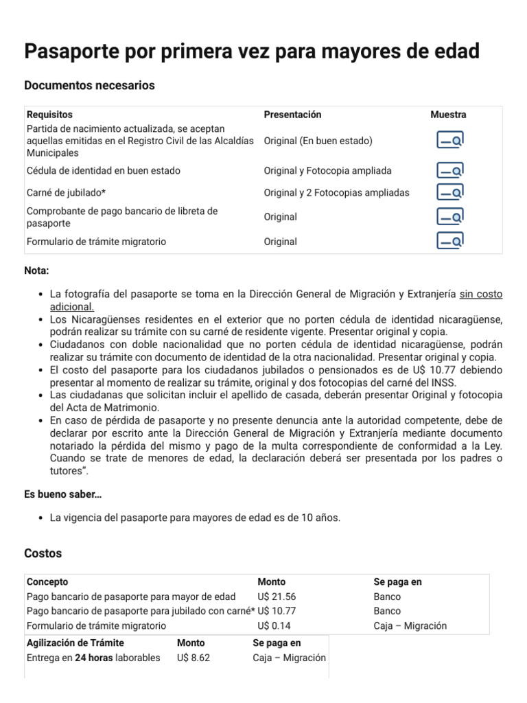 Pasaporte Por Primera Vez para Mayores de Edad - Dirección General de ...