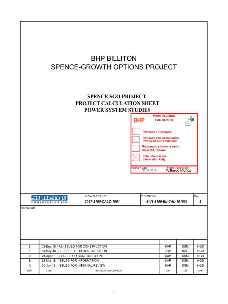 Bhp billiton spence growth options project spence sgo project project