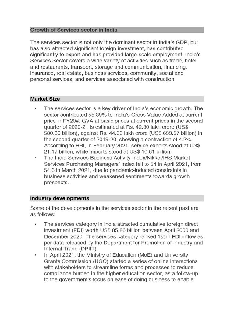 Growth of India's Services Sector | PDF | Economy Of India | Economies