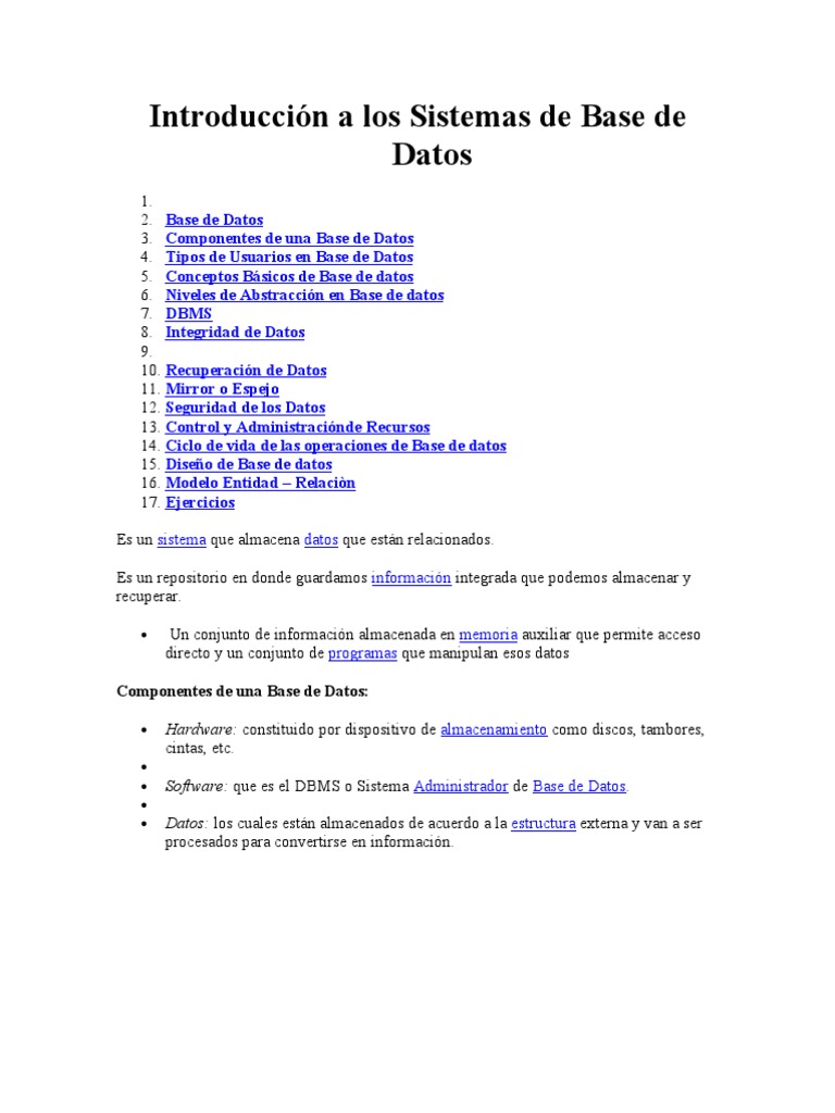 Introducción A Los Sistemas de Base de Datos | PDF | Informática