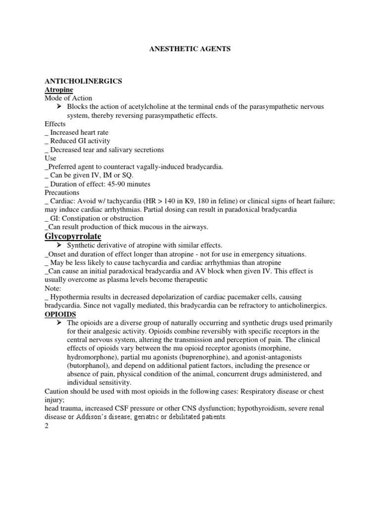 Anesthetic Agents PDF Analgesic Opioid