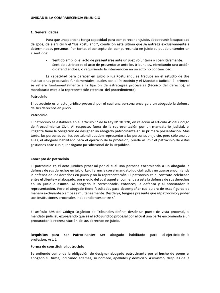 Comparecencia y Patrocinio en Juicio | PDF | Abogado | Ley procesal