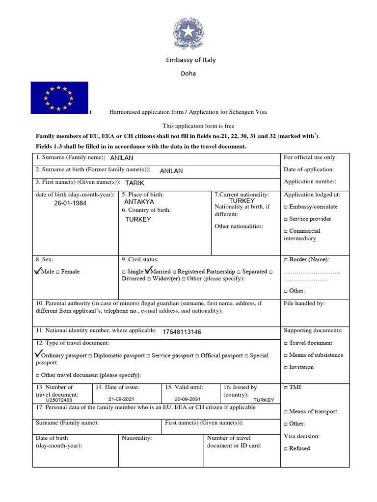 Visa Application Form Document | PDF | Travel Visa | Government And ...
