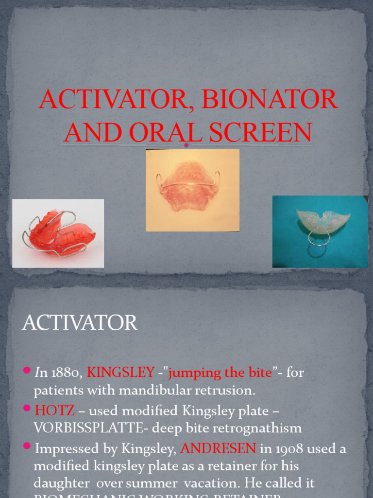 Activator, Bionator and Oral Screen Download Free PDF Dentistry