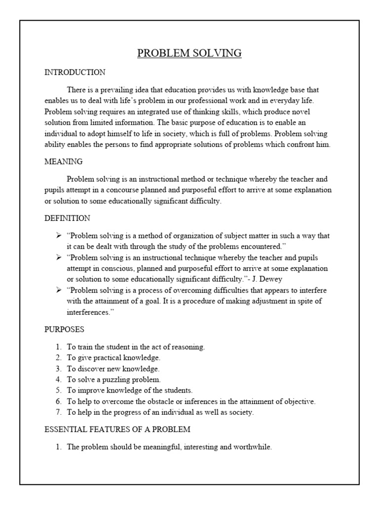 Problem Solving | PDF | Inductive Reasoning | Constructivism ...