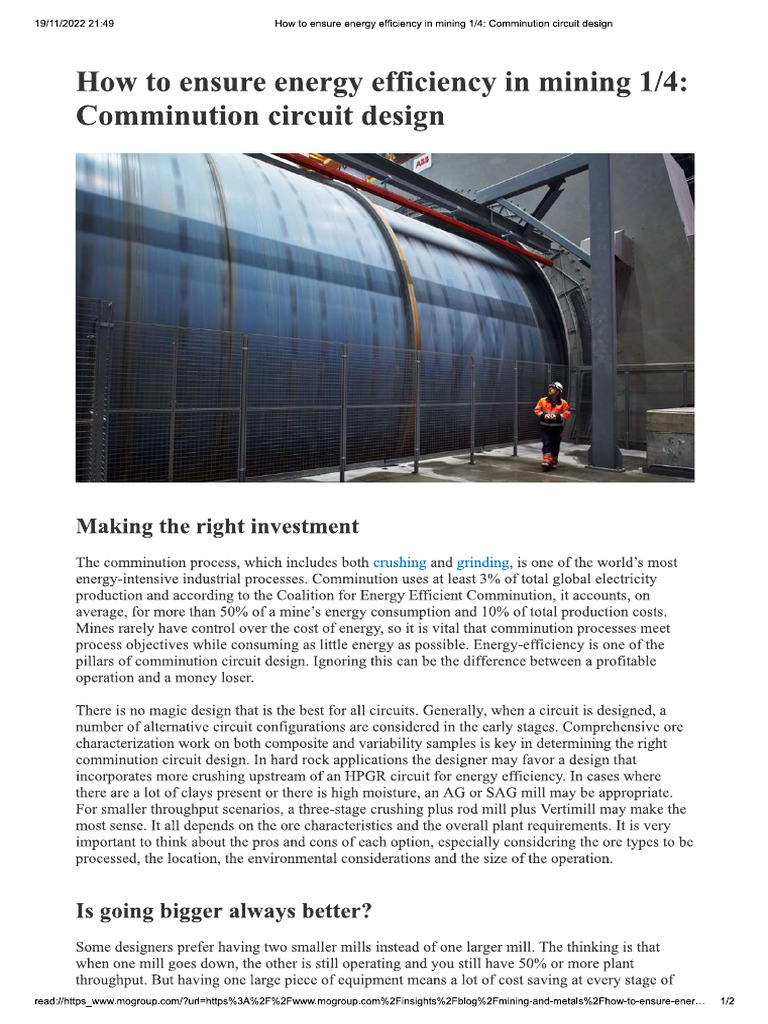 How To Ensure Energy Efficiency In Mining 1de4 Comminution Circuit