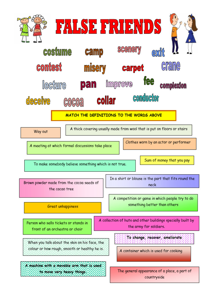 Vocabulary Definitions Matching Exercise | PDF