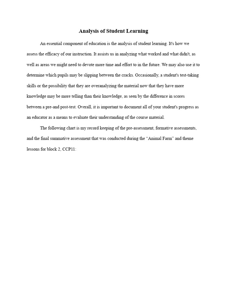 Analysis of Student Learning - A | PDF | Educational Assessment | Pedagogy