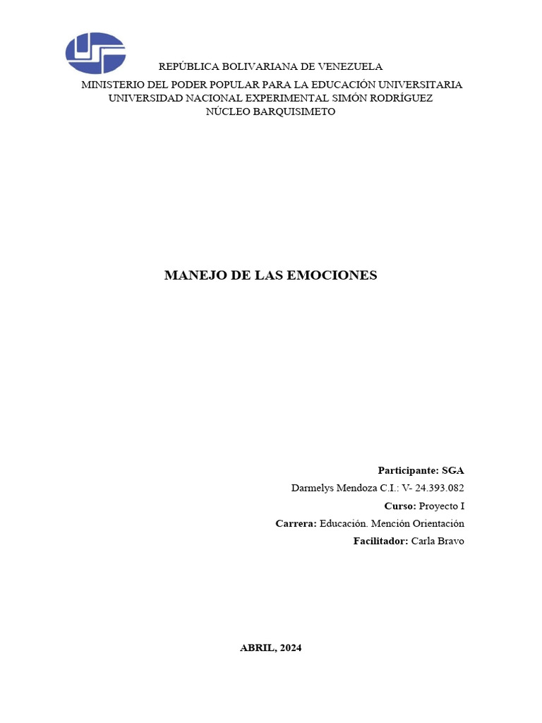 Manejo de las Emociones en Educación | PDF | Las emociones | Empatía