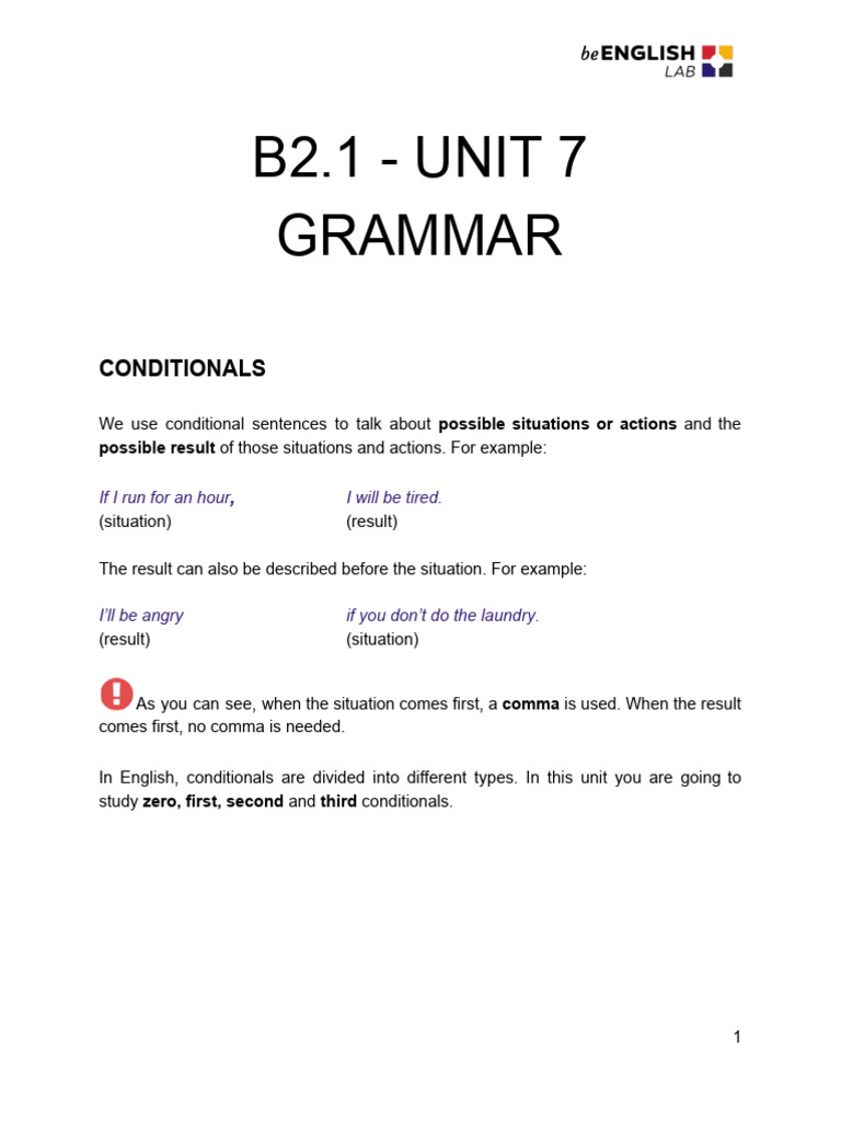 b2.1 - Unit 7 - Grammar | PDF | Linguistics | Grammar