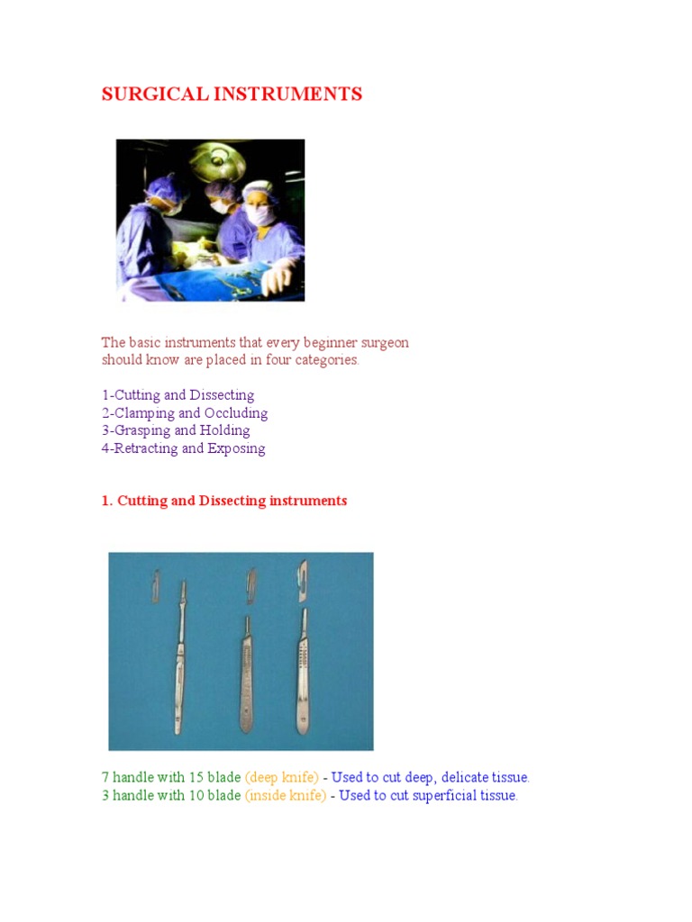 Surgical Instruments PDF Surgery Medical Specialties