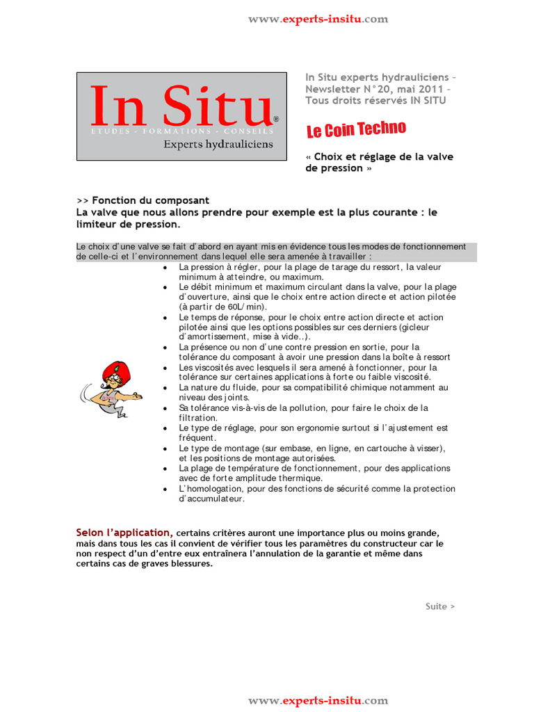 Réglage du limiteur de pression hydraulique PDF Pression — free download