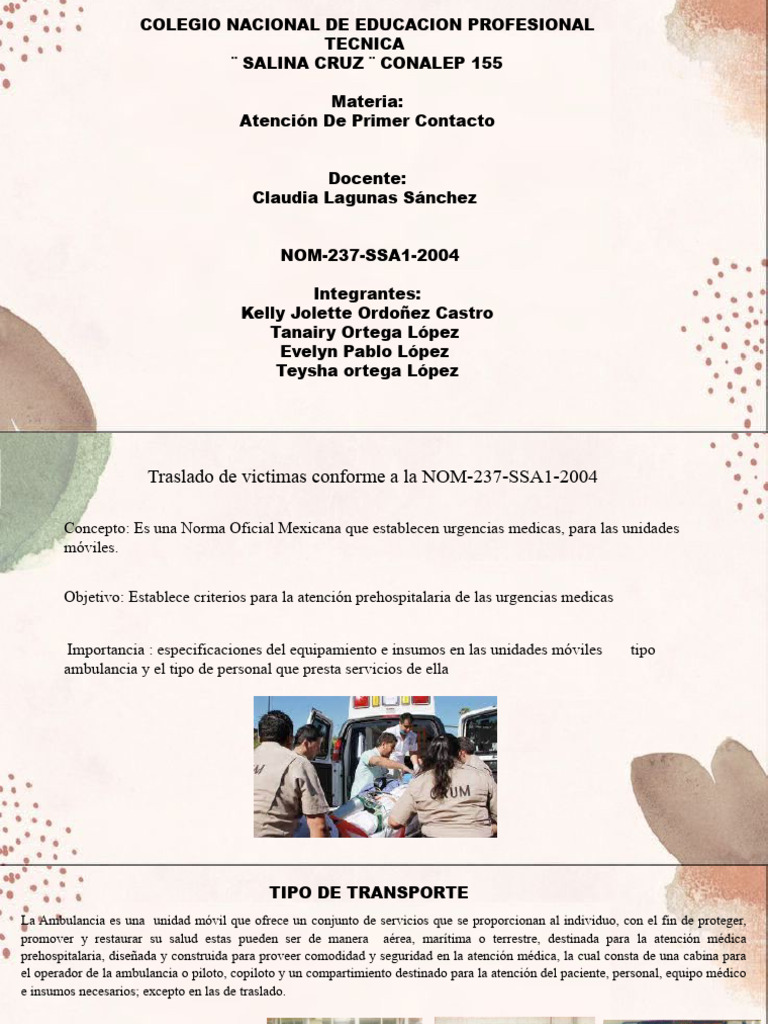 Norma Oficial 22 - 1 | PDF | Ambulancia | Especialidades Medicas