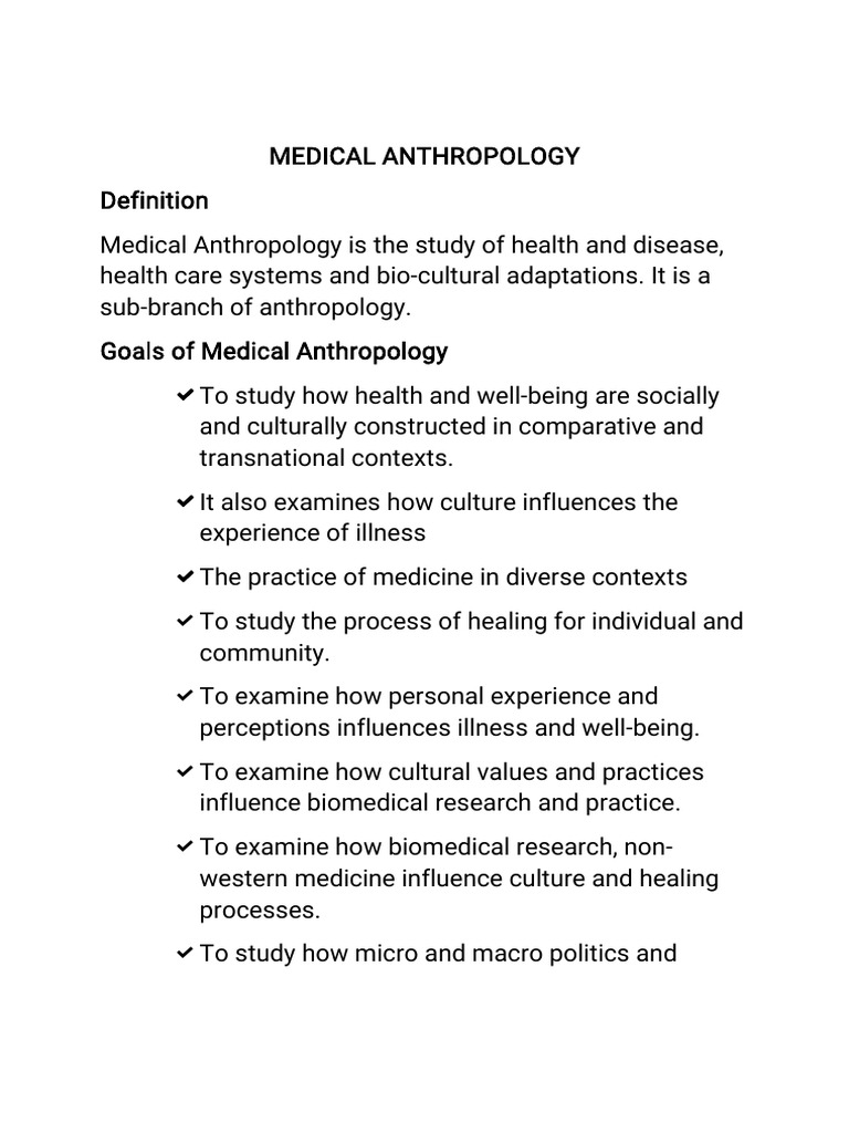 Medical Anthropology PDF Medical Anthropology Anthropology