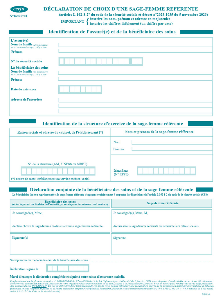 Déclaration Sage Femme Référente