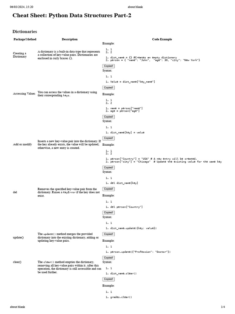 Cheat Sheet Python Data Structure | PDF | Subset | Computer Data