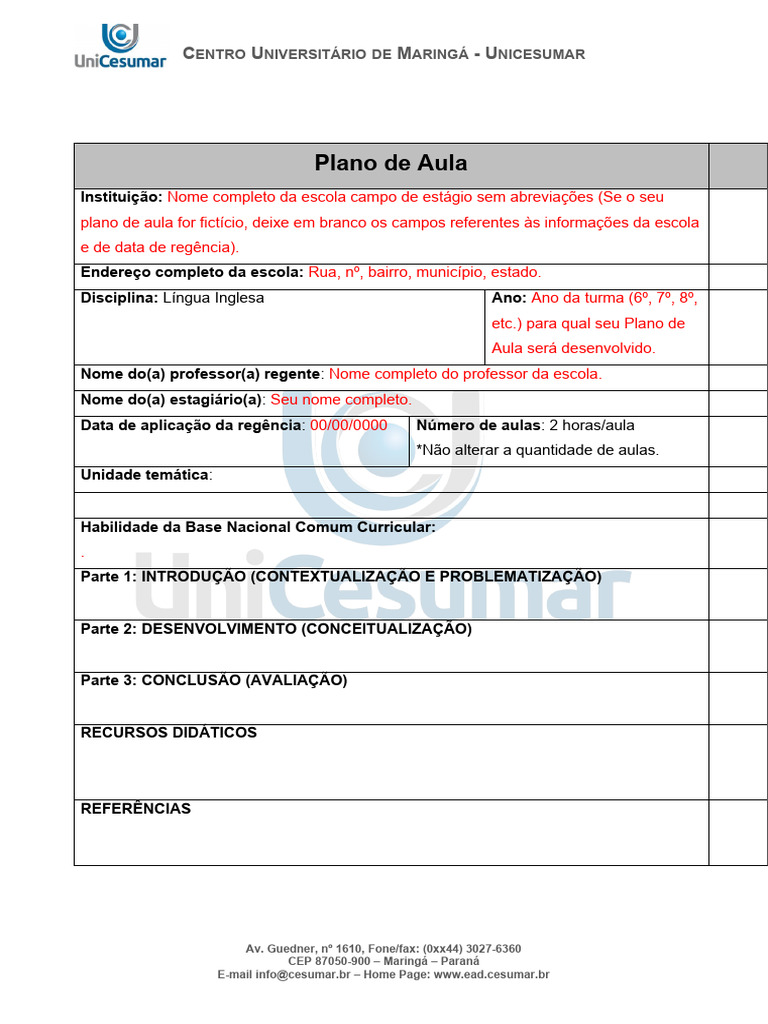 Plano de Aula Inglês | PDF | Artes Linguísticas e Disciplina | Estudos ...