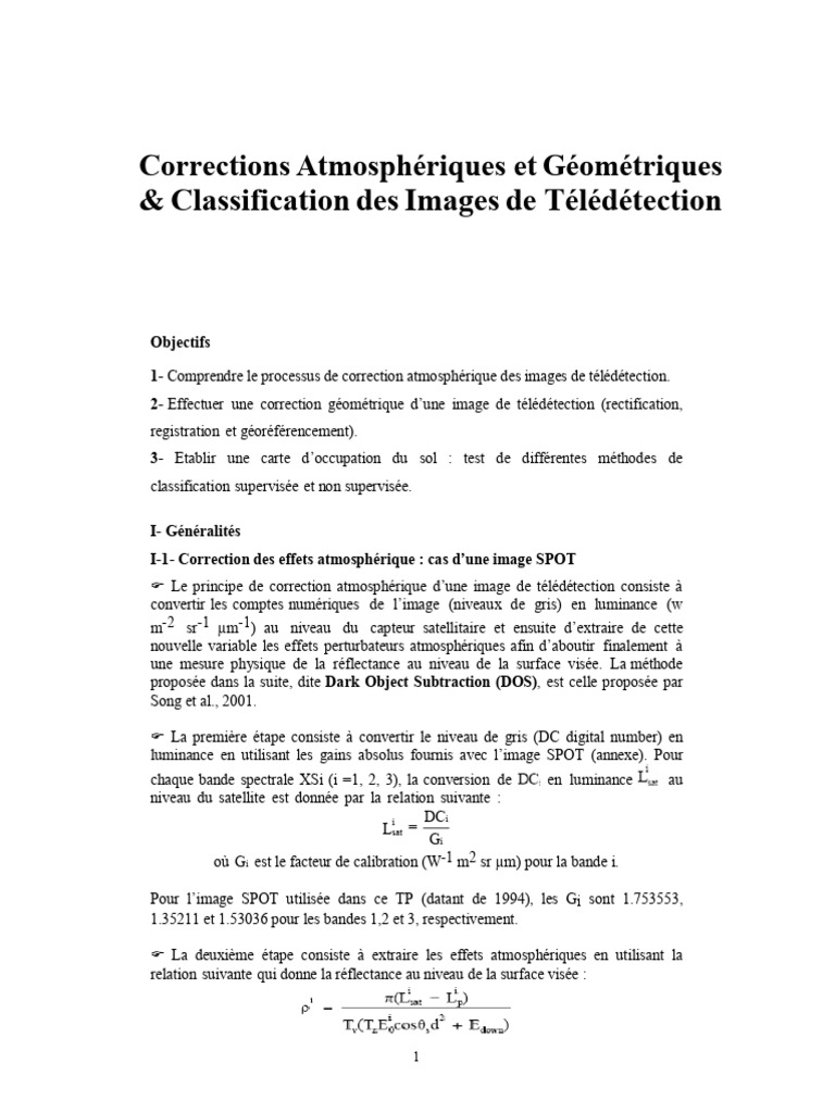 Corrections et Classification Télédétection | PDF | Télédétection
