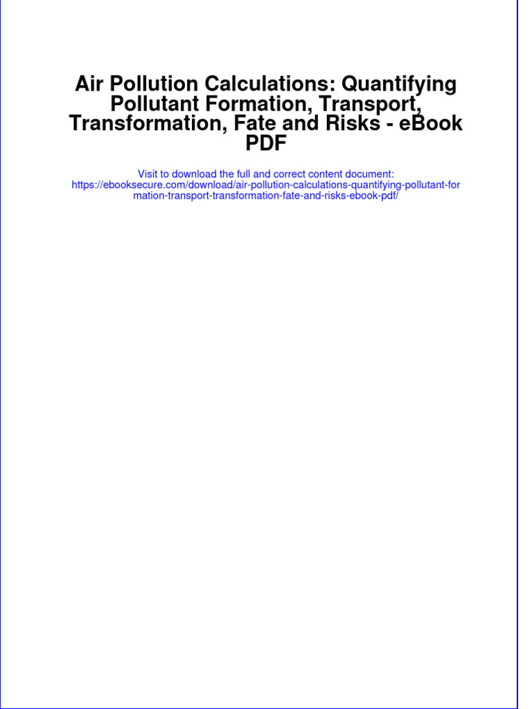 Book PDF Air Pollution Calculations Quantifying Pollutant Formation