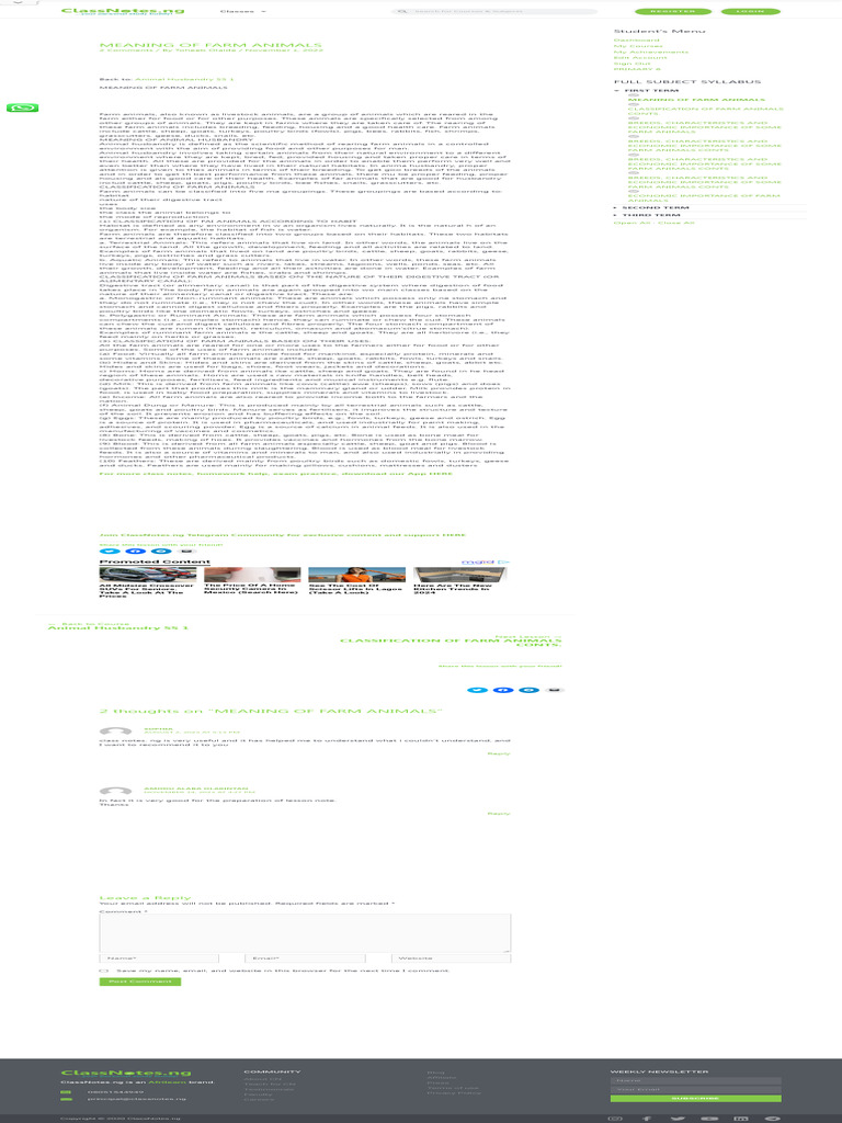 Farm Animals Pdf Ruminant Livestock