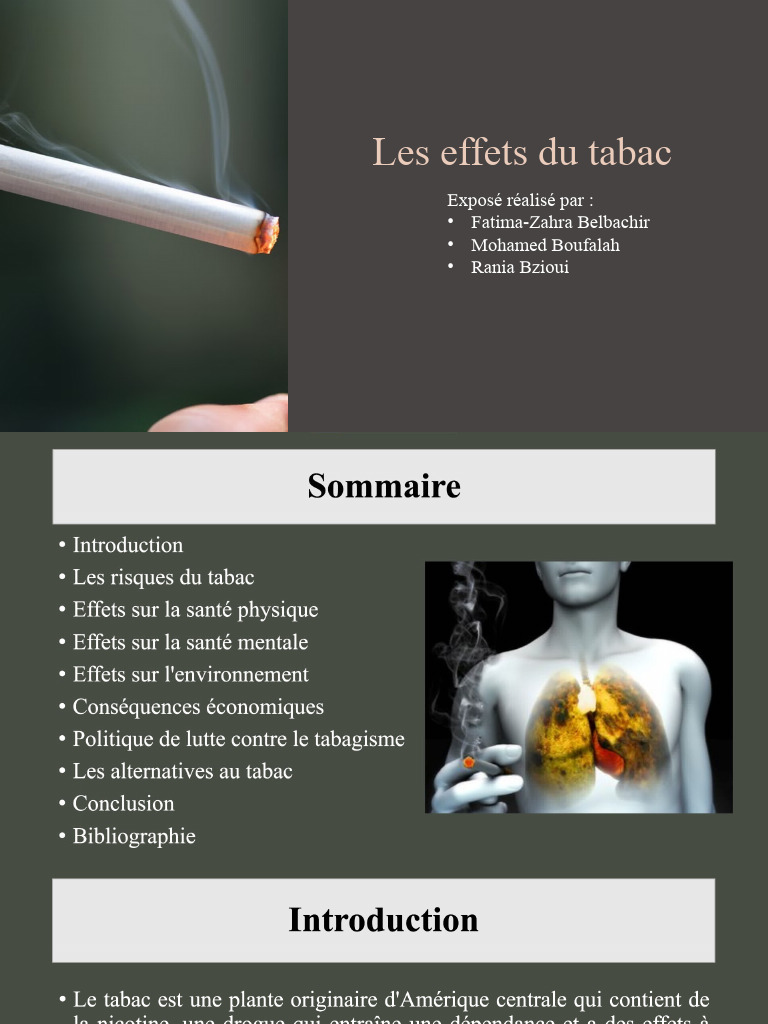 Impact du tabagisme sur la santé et l'environnement | PDF | Sevrage ...