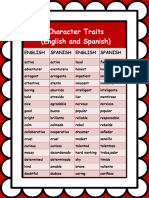 Character Traits Bilingual