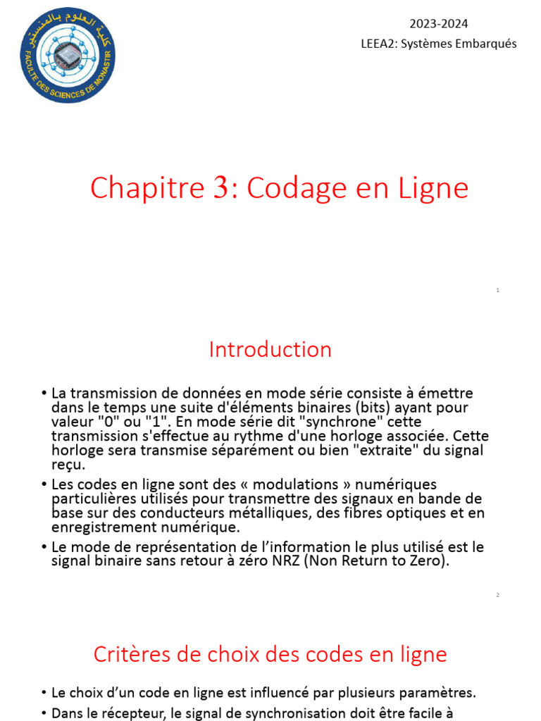 Codage en Ligne des Données Binaires | PDF | Ingénierie informatique ...