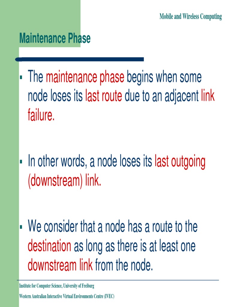 Route Maintenance in Wireless Networks | PDF | Node (Networking ...