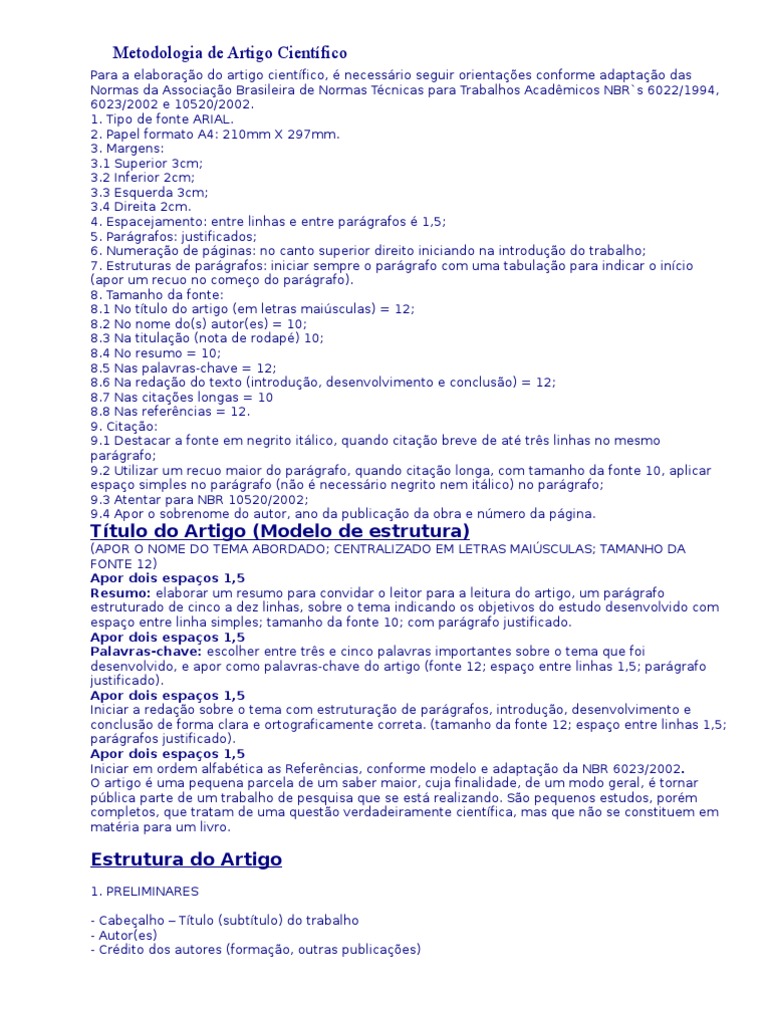 Metodologia de Artigo | PDF | Citação | Método científico