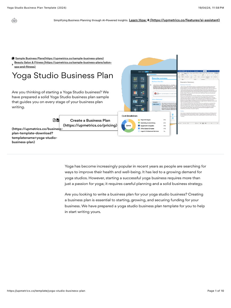 Fitness Studio Business Plan Template