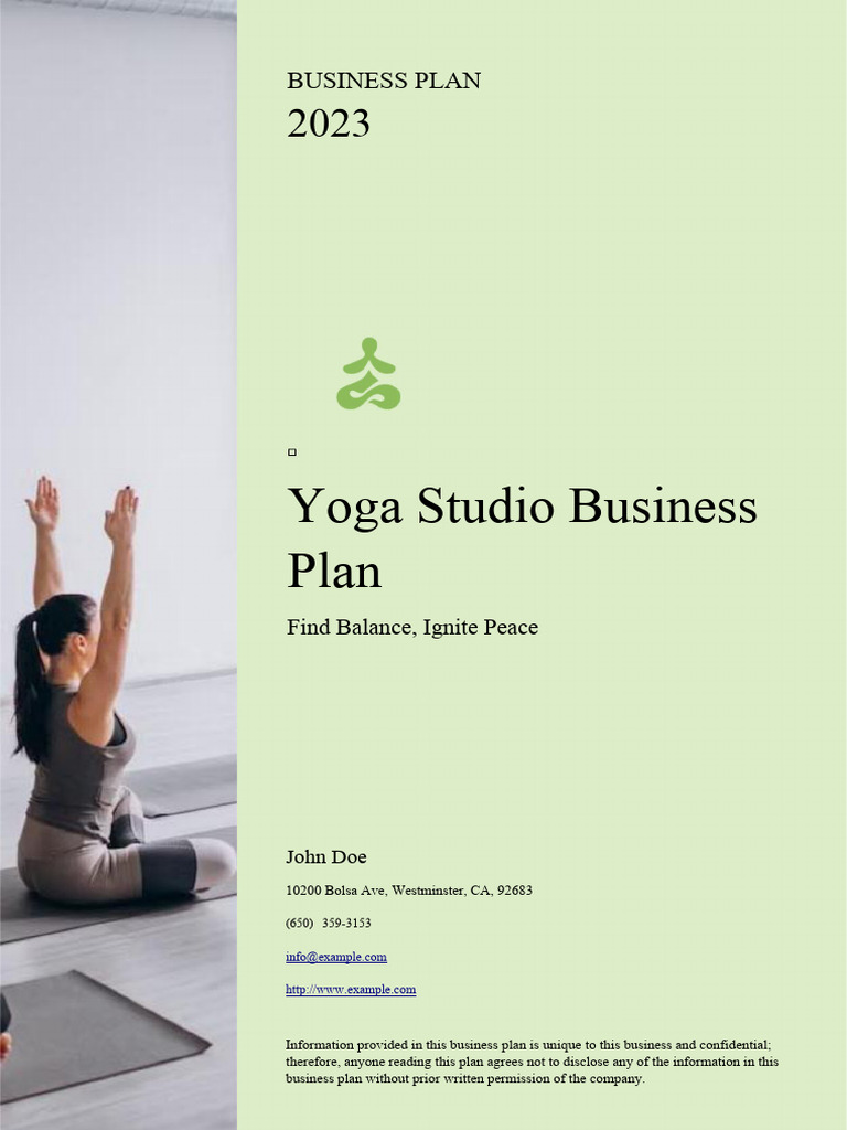 Yoga Studio Business Plan | PDF | Equity (Finance) | Balance Sheet