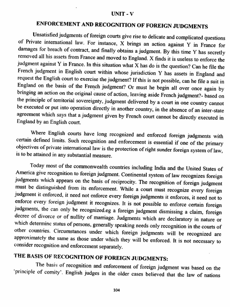 Topic 29. Enforcement and Recognition of Foreign Judgements PDF