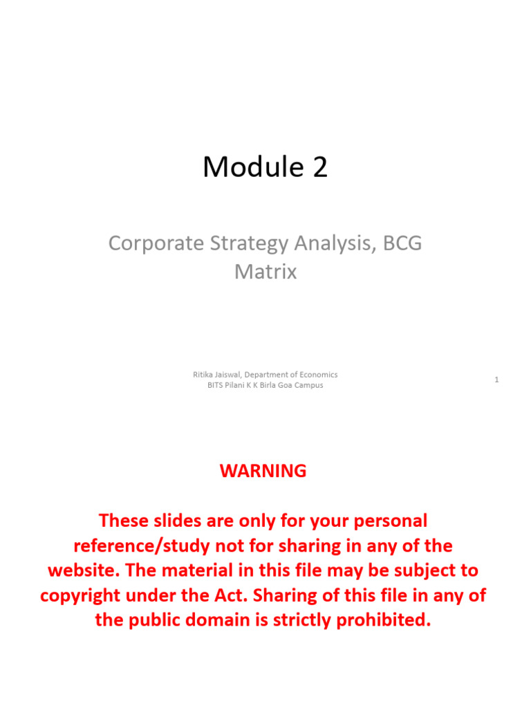 5 Corporate Strategy Analysis, BCG MatrixModule 2 (Class 6and 7) | PDF ...