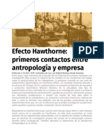 Efecto Hawthorne - Primeros Contactos Entre Antropología y Empresa