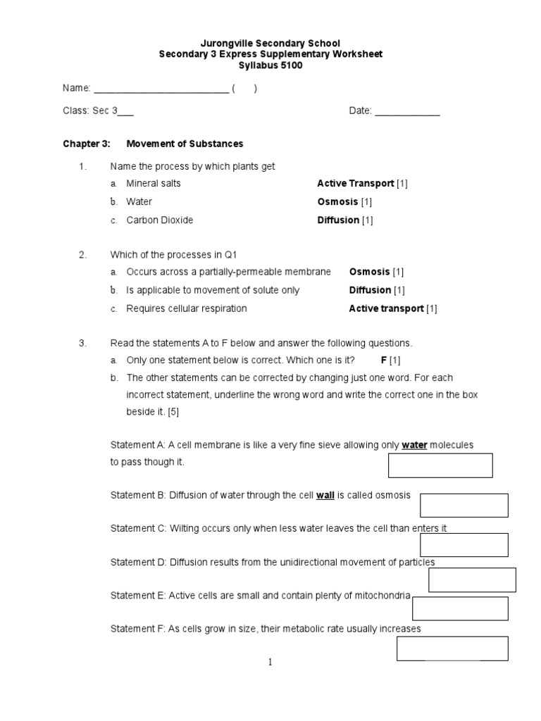 worksheet Diffusion Worksheet chapter 3 diffusion osmosis worksheet biochemistry
