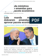 UOL (2023) - Lula Manda Ministros Dobrarem Emendas para Aprovar Pacote Econômico