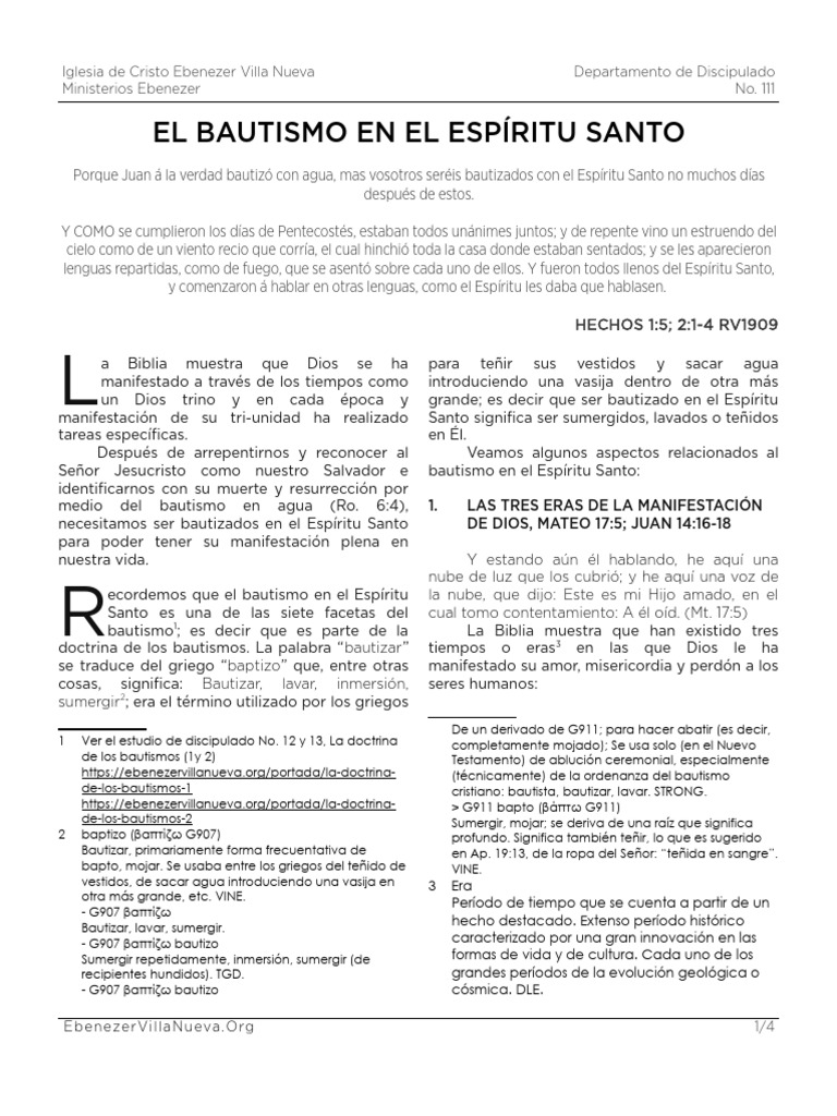 Bautismo en el Espíritu Santo | PDF | Bautismo | espíritu Santo