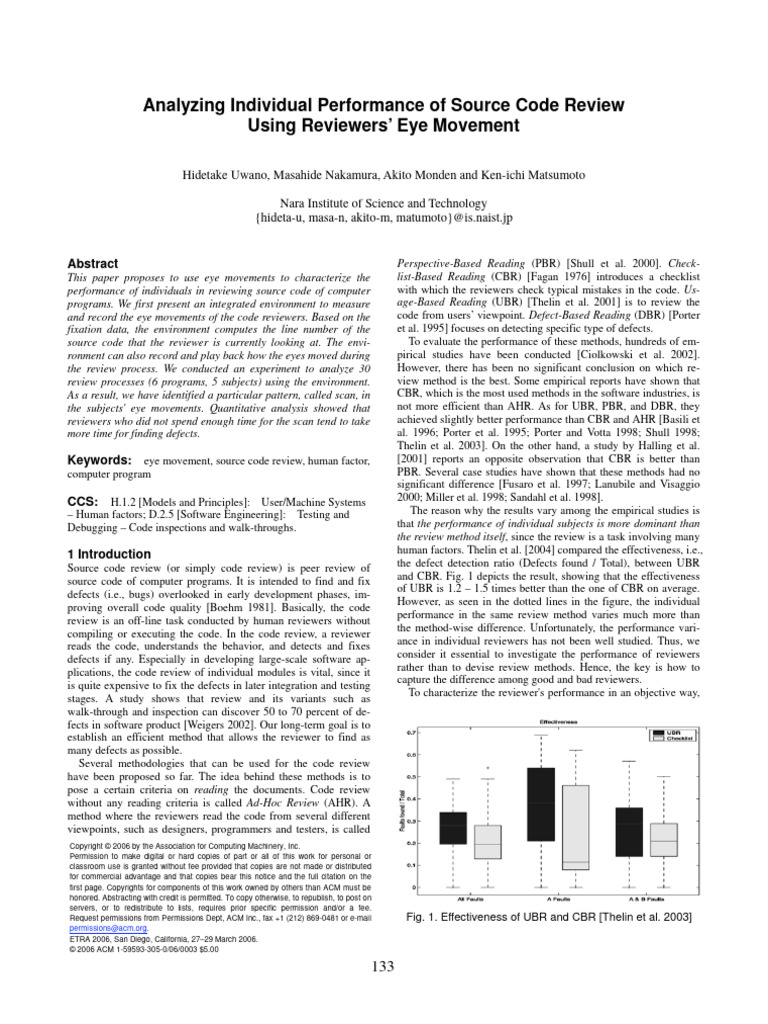 Analyzing Individual Performance of Source Code Review | PDF ...