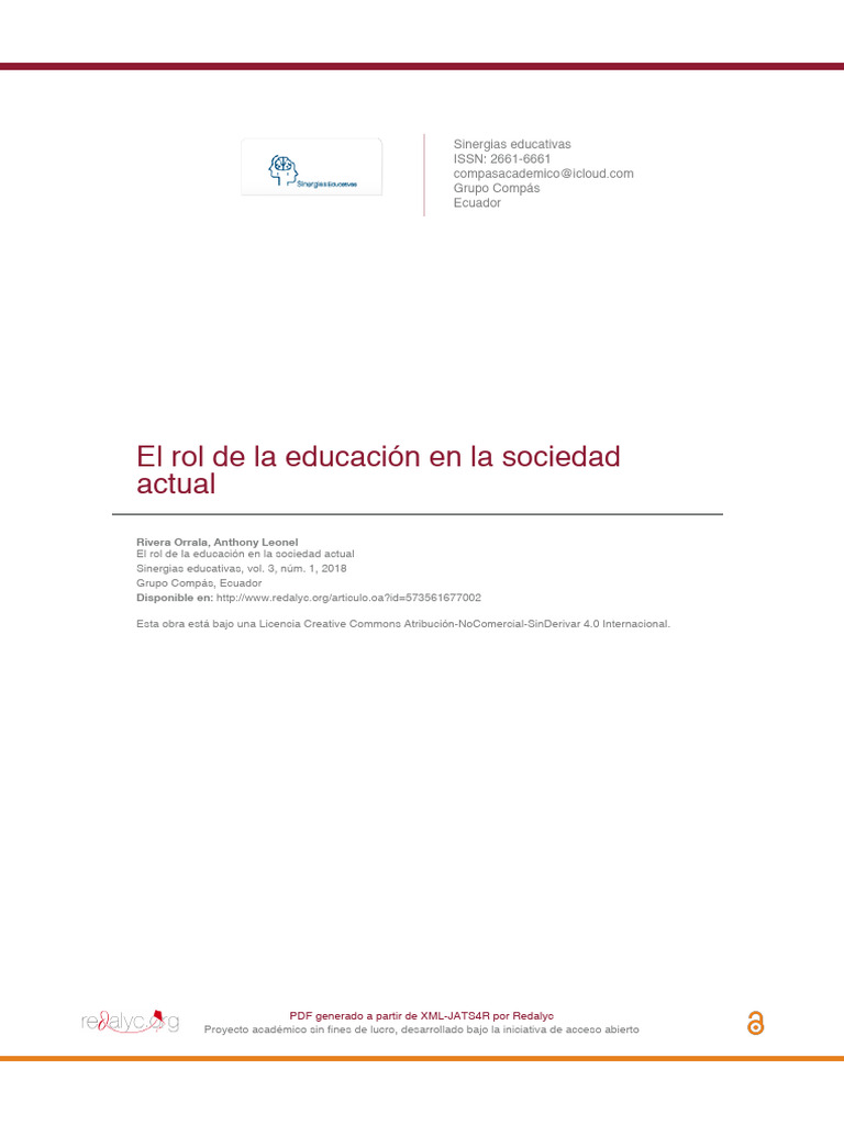 El Rol de La Educación en La Sociedad Actual | PDF | Constitución ...