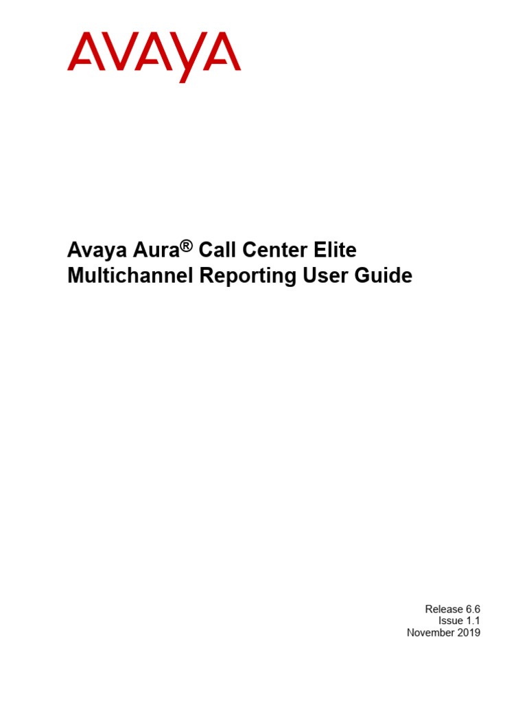 Avaya Aura Call Center Elite Multichannel Reporting User Guide | PDF ...