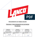 Procedimiento de Trabajo Seguro Trasvasije y Fraccionamiento de Sustancias Peligrosas