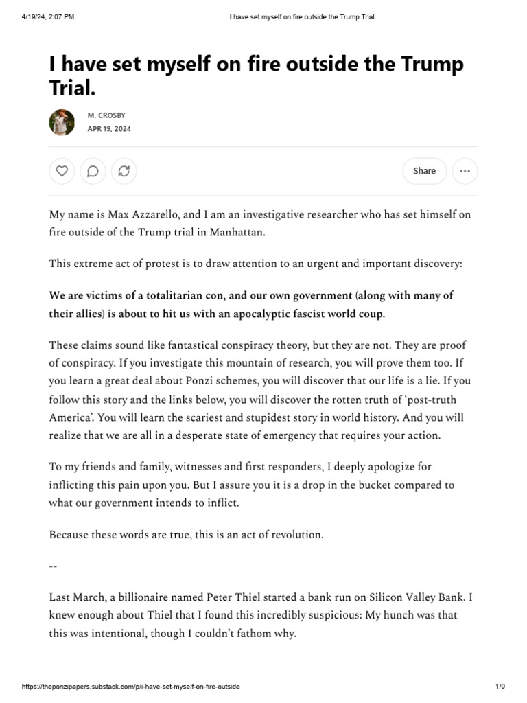 Maz Azzarello Manifesto Trump Trial | PDF | Cryptocurrency | Ponzi Scheme