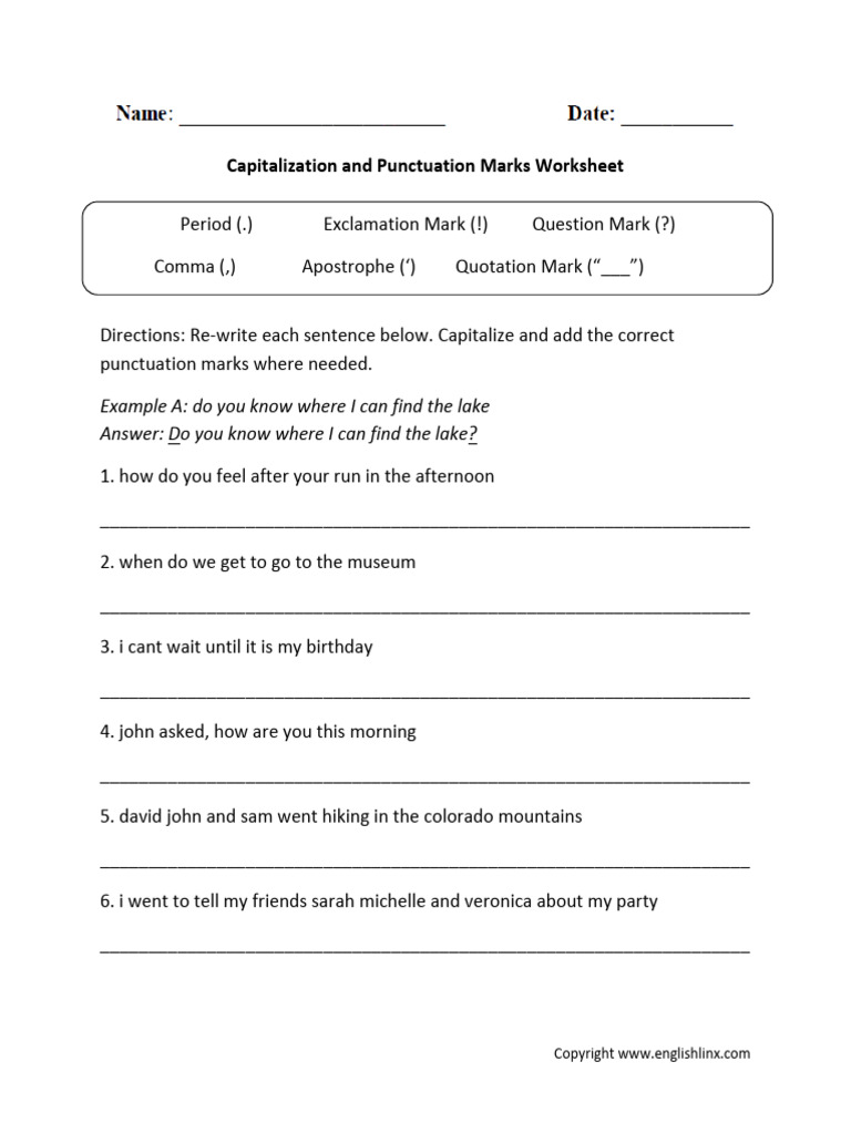 Capitalization Punctuation Marks 2 | PDF